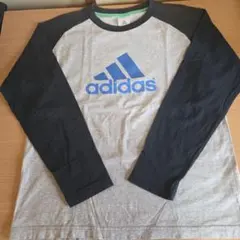 adidas 長袖カットソー L グレー/ネイビー