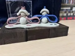 雛人形風 陶器飾り ピンクと青
