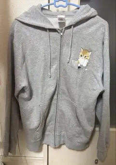 mofusand モフサンド　パーカー　グレー 猫 M デスクワークにゃんこ