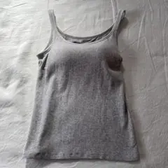 ユニクロ　リブタンクトップ　グレー　S
