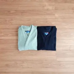 ブルーレーベル 長袖 釦レスロングカーディガン グレー 紺 38 M 2枚組