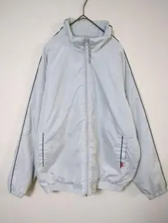 ミズノ　中綿入りナイロンジャケット　メンズL　薄いグレー　ポリエステル