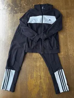 adidas アディダス スウェット ジャージ 黒/白 160cm