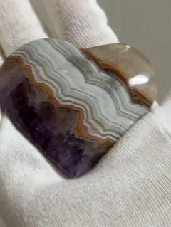 アメジスト　水晶　メノウ共生　ハート