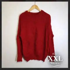 赤 ニット セーター シンプル 無地 ヴィンテージ 古着 XXL ビッグサイズ