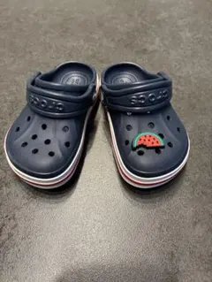 Crocs ネイビー サンダル スイカ飾り　クロックス　キッズ　子供用