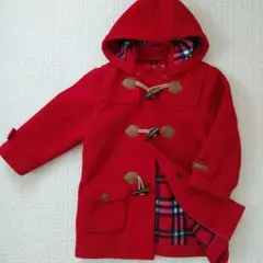 110 ミキハウス　ダッフルコート　赤　チェック　女の子