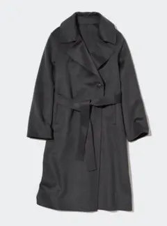 ユニクロ ダブルフェイスロングコート　グレー　Mサイズ