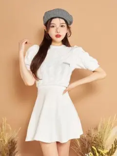 Darich　ケーブルニットフレアミニワンピース