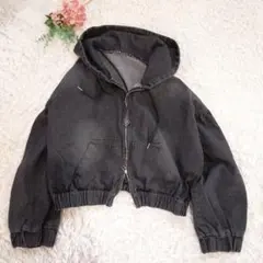 i151　ジップアップパーカー　デニムジャケット　黒