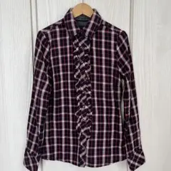 【Y2K】トミーフィルフィガー フリルブラウス チェック柄 コットン100%