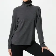 ヒートテックフリースタートルネックT XL 長袖グレー