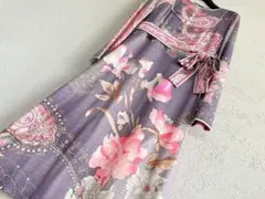 美品 レオナール 花柄 ワンピース 日本製 ペイズリー柄 ボタニカル柄 パステル