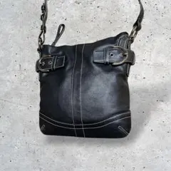 美品　コーチ　ショルダーバッグ　レザー　ソーホー　斜め掛け　ブラック　黒