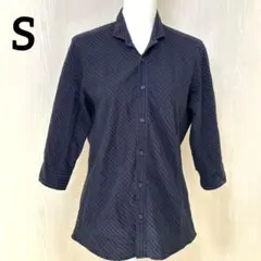 【ミッシェルクラン】シャツブラウス/ダークブルー/七分袖シャツ/46サイズのサムネイル