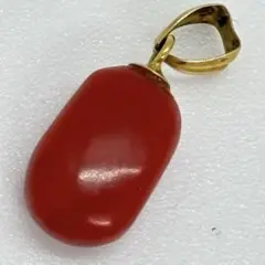 031232 K18 赤珊瑚　血赤　さんご　サンゴ　ビンテージ　ネックレス