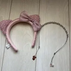 シ*タ様 USJ ユニバ カチューシャ ハローキティ ツイード ピンク