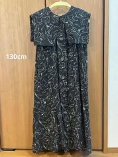 グリーンレーベルリラクシング 黒花柄ノースリーブワンピース 130cm