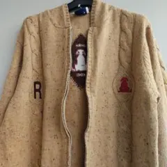 ROCIO CLUB 未使用犬柄ウール入り ニット フード付きパーカー