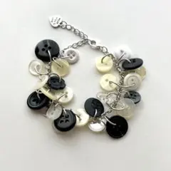 ハンドメイドブレスレット　シルバーアクセサリー　モノクロ　ウィッシュコア　Y2K