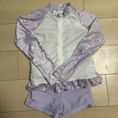キッズ 水着 ユニコーン柄 紫　女の子　ラッシュガード　セット　ゆめかわ