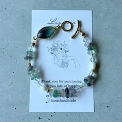 【天然石フローライトのブレスレット】ビーズブレスレット