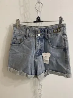 ハイウエストデニムショートパンツ