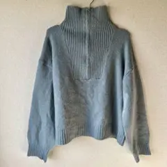 ナイスクラップ シャギーハーフジップニット ブルー フリーサイズ 完売品