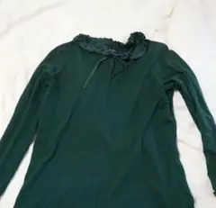 LANDS' END 綿 深い緑 長袖ブラウス