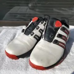 adidas ゴルフシューズ ホワイト/レッド