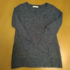 LOWRYSFARM ネップツイードニットセーター 長袖 ポケット付きチュニック