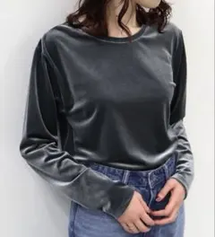 AMERICAN HOLIC 長袖カットソー ベロア　プルオーバー　グレー