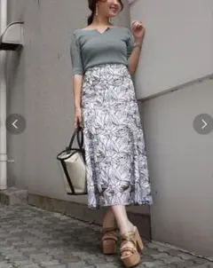 【MERCURYDUO】 マーキュリーデュオ カットワーク 刺繍 ナロースカート