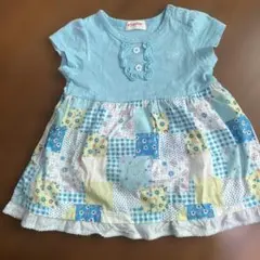 つ*ぽ様 Tinkerbell ワンピース 80cm パッチワーク風 ブルーのサムネイル