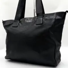 【美品】イルビゾンテ トートバッグ ビジネス ロゴ レザー A4可 ブラック