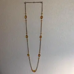 【昭和レトロ・ビンテージ】ロングネックレス（アンバー）