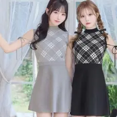 ミシェルマカロン チェックリボンミニワンピース