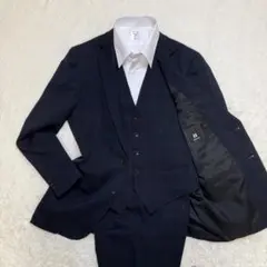 美品】ザスーツカンパニー スリーピーススーツ ピンドット ネイビー Y4