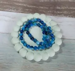 ブルー縞瑪瑙 48個 天然石 パワーストーン ブラジル産 ⑪