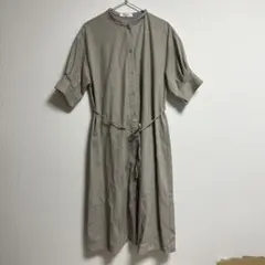 Samansa Mos2 カーキ半袖シャツワンピース