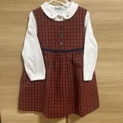 値下げ♡ファミリア チェック柄 ジャンパースカート ブラウス 90cm セット