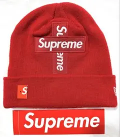 Supreme New Era Cross Box Logo Beanie 赤