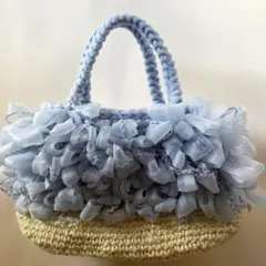ハンドメイド　フリルミニかごバック