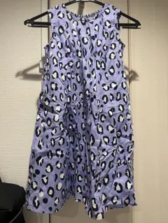 ブリーズ　紫色ヒョウ柄ノースリーブワンピース