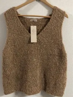 サマンサモスモスベージュ Vネック ニットベスト フリーサイズ