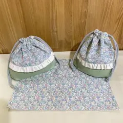 入園準備　ハンドメイド　お弁当袋　コップ袋　ランチョンマット　花柄