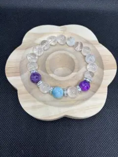 ラリマー・チャロアイト・スギライト、水晶 10ミリ天然石ブレスレット