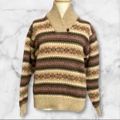 NEW YORKER ノルディック柄 ニット M ブラウン系