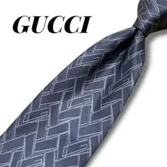 GUCCI グッチ シルクネクタイ ジオメトリック グレー イタリア製