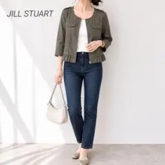 JILL STUART ノーカラージャケット　カーキ　S コットン ジャケットのサムネイル